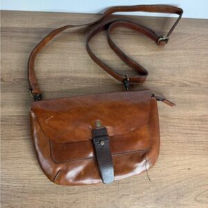Chiarugi Firenze Italian Leather Crossbody Bag Cognac